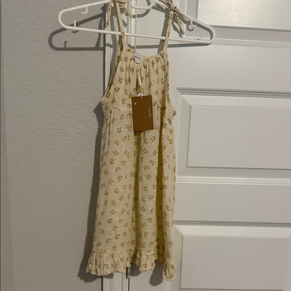 Angel Dear Cream Dress with Leaf Pattern